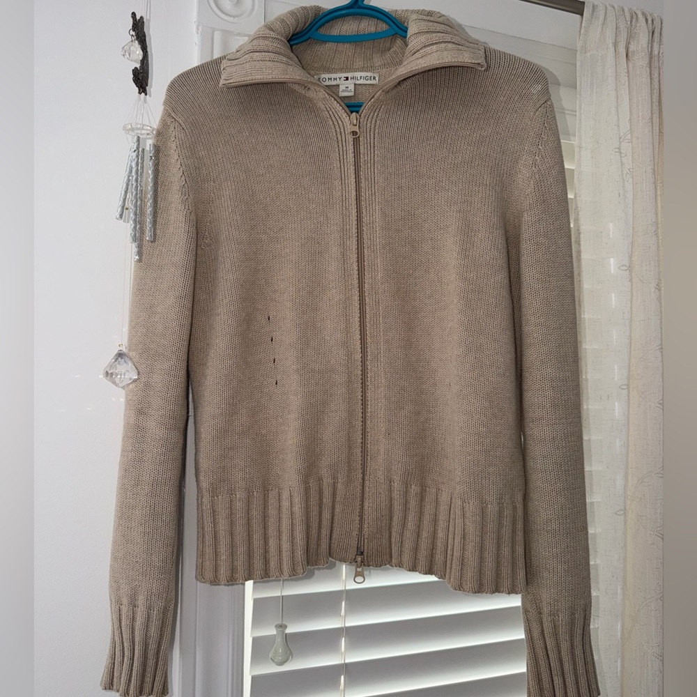 Tommy Hilfiger Beige Dual Zip-Up Sweater